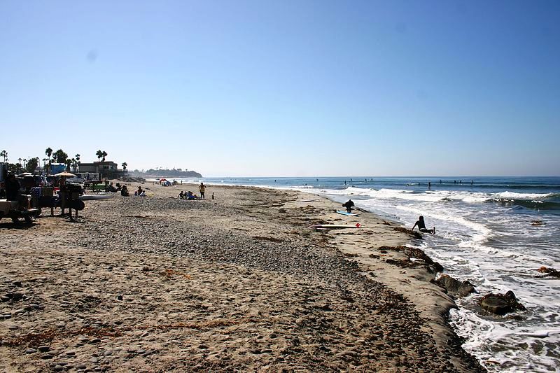 Cardiff State Beach Park in San Diego, California Beach looking South