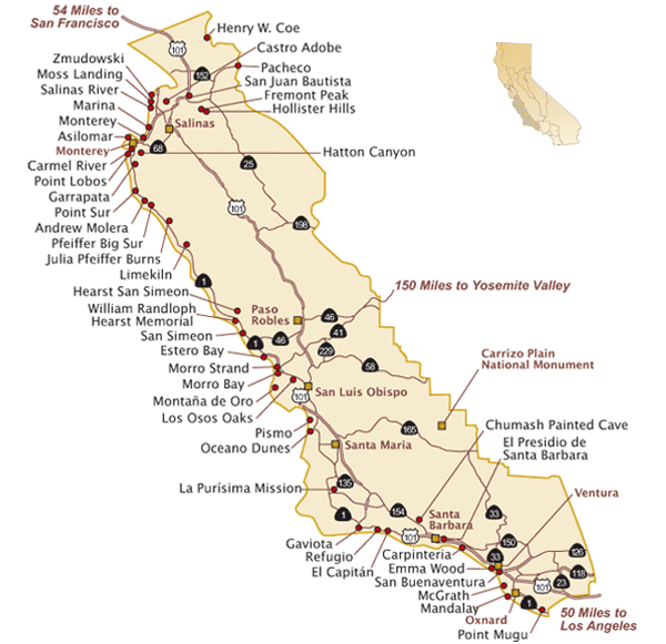 Central Coast California State Parks Map 